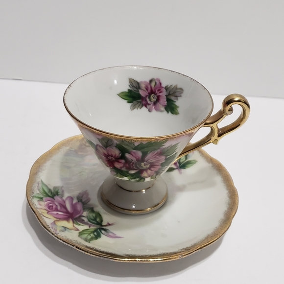 Lefton China Hand Painted Tea Cup and Saucer - Picture 1 of 11